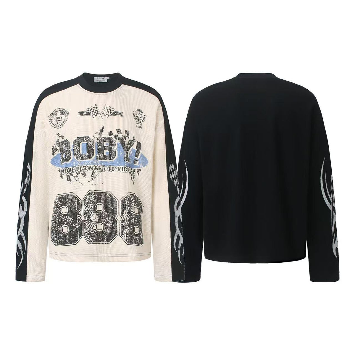 Vintage Racing 888 Graphic Waffle Knit Long Sleeve - OMYGOODS