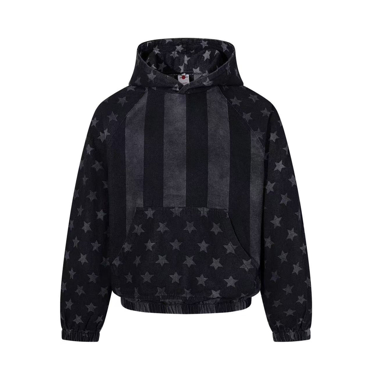 Vintage Washed Star and Vertical Stripe Raglan Hoodie - OMYGOODS