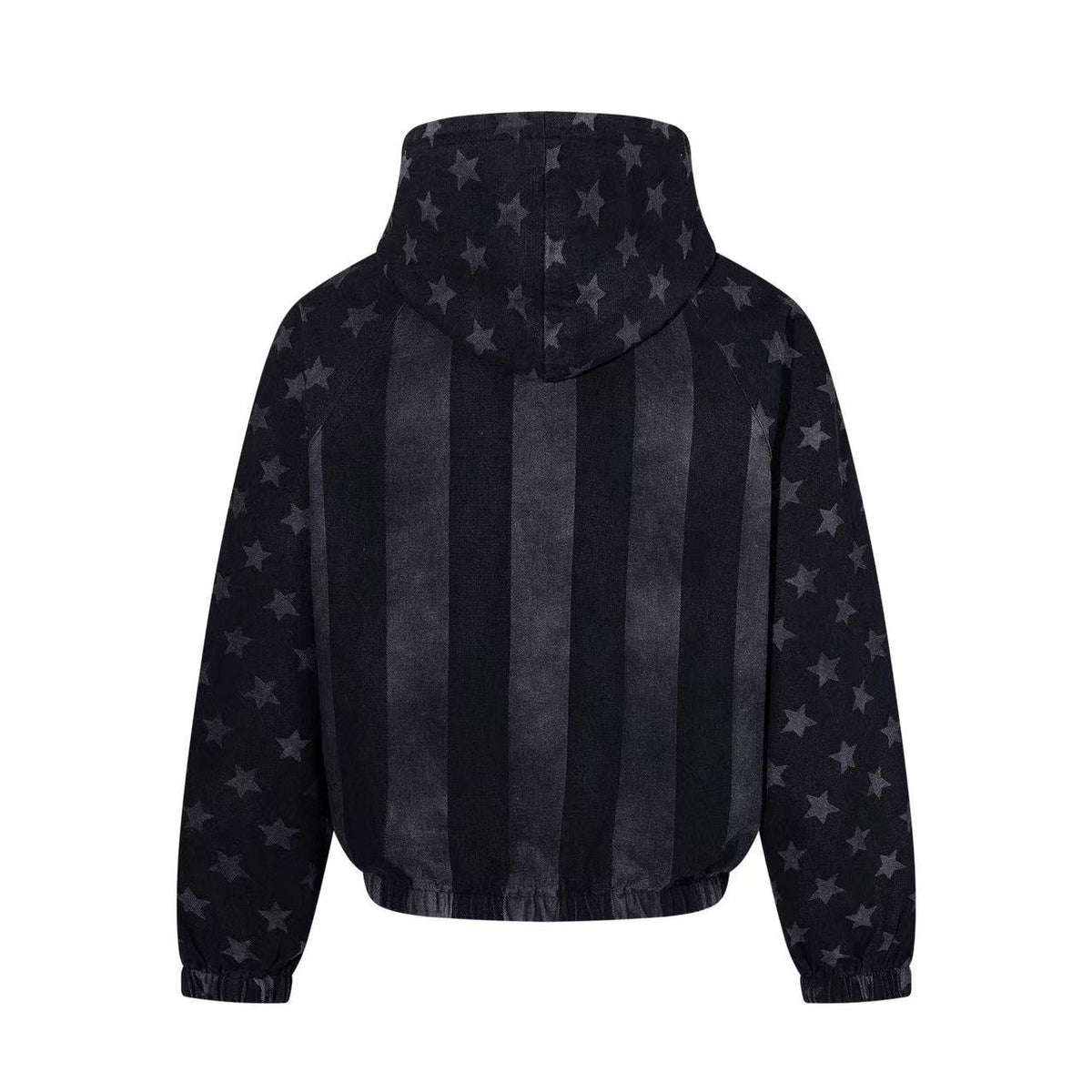 Vintage Washed Star and Vertical Stripe Raglan Hoodie - OMYGOODS