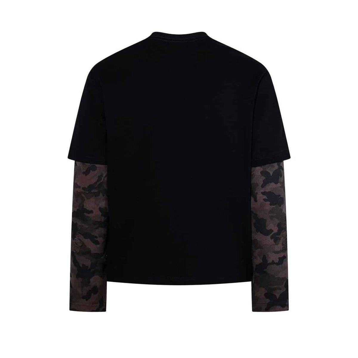 Vintage Poster Portrait Camo Sleeve Fake Two-Piece Long Sleeve