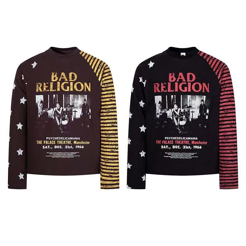 Vintage Band Poster Star Stripe Waffle Raglan Long Sleeve - OMYGOODS