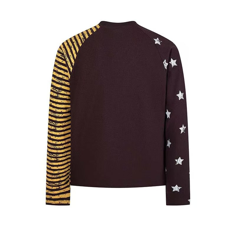Vintage Band Poster Star Stripe Waffle Raglan Long Sleeve - OMYGOODS