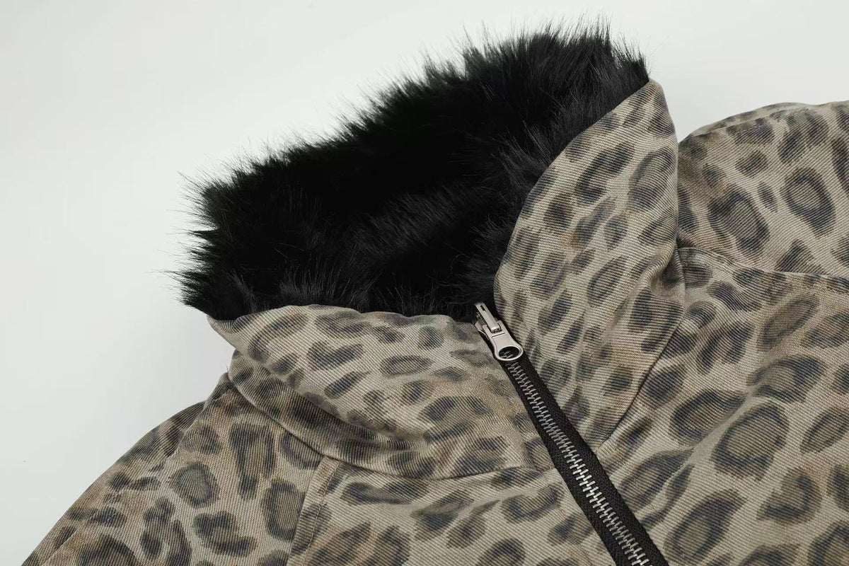 Reversible Leopard Print & Solid Faux Fur Jacket - OMYGOODS