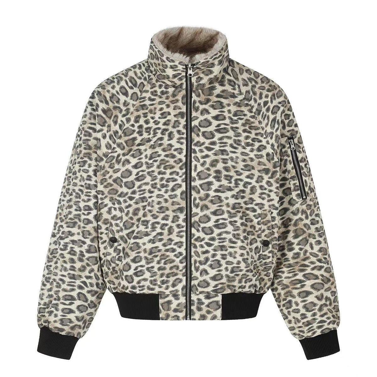 Reversible Leopard Print & Solid Faux Fur Jacket - OMYGOODS