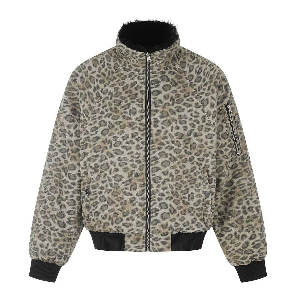 Reversible Leopard Print & Solid Faux Fur Jacket - OMYGOODS