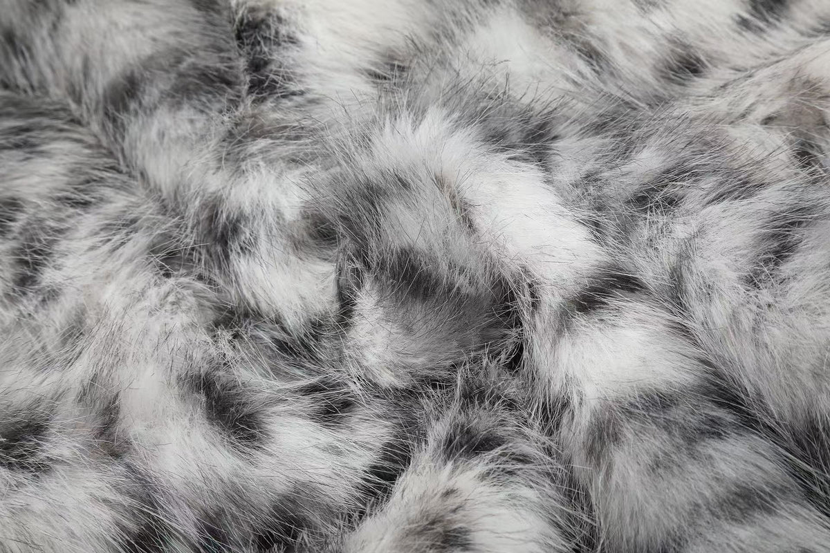Snow Leopard Print Faux Fur Zip Up Stand Collar Bomber Jacket - OMYGOODS