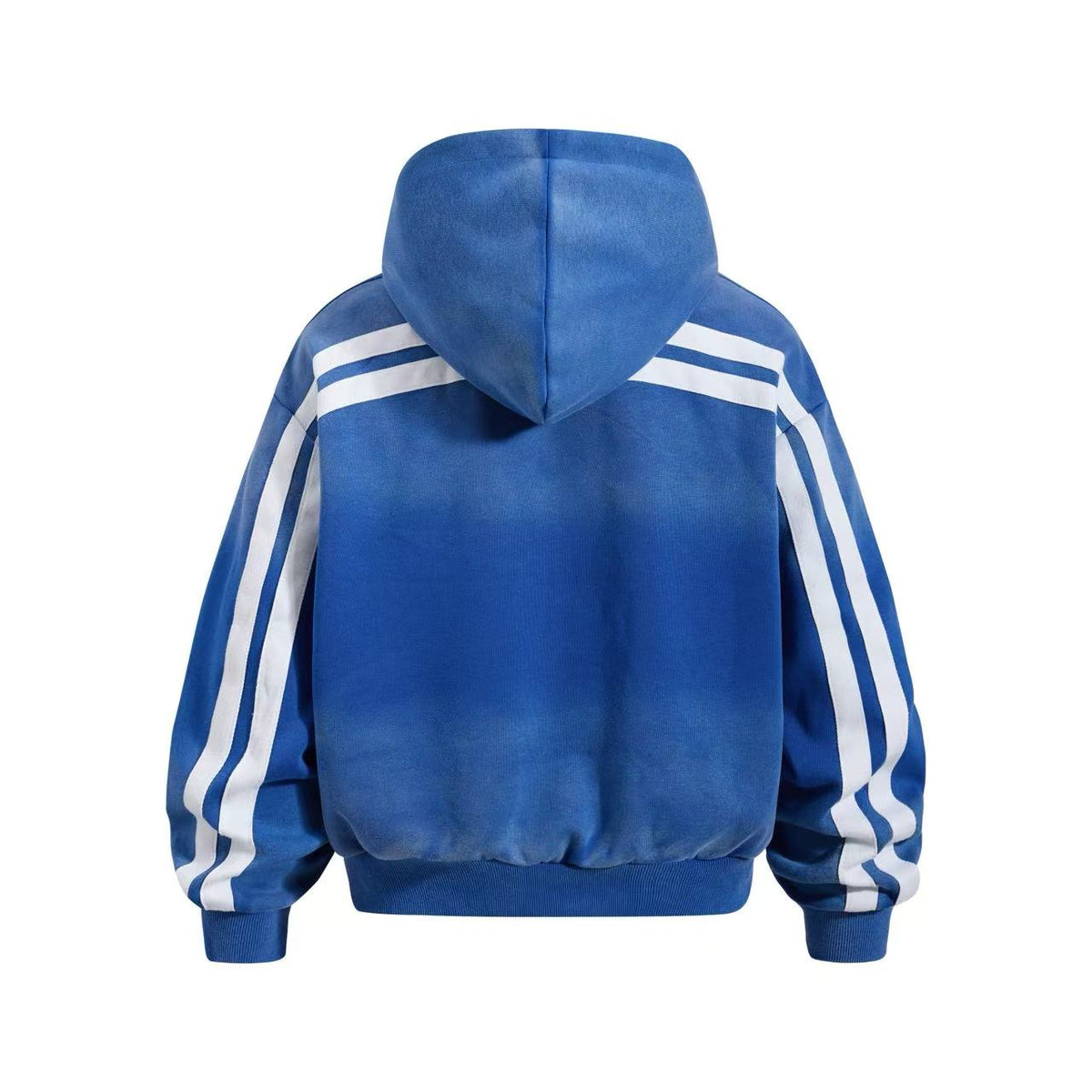 Vintage Washed Distressed Crest Embroidered Letter Print Zip Up Hoodie - OMYGOODS
