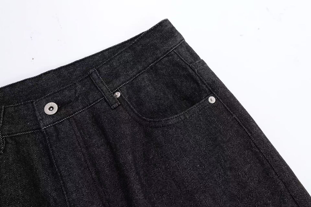 Hand Stitch Decor Black Washed Flare Jeans - OMYGOODS