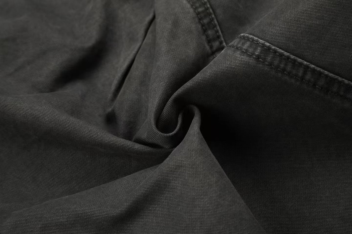 Washed Elastic Back Waist Side Flap Pocket Wide Leg Cargo Pants - OMYGOODS