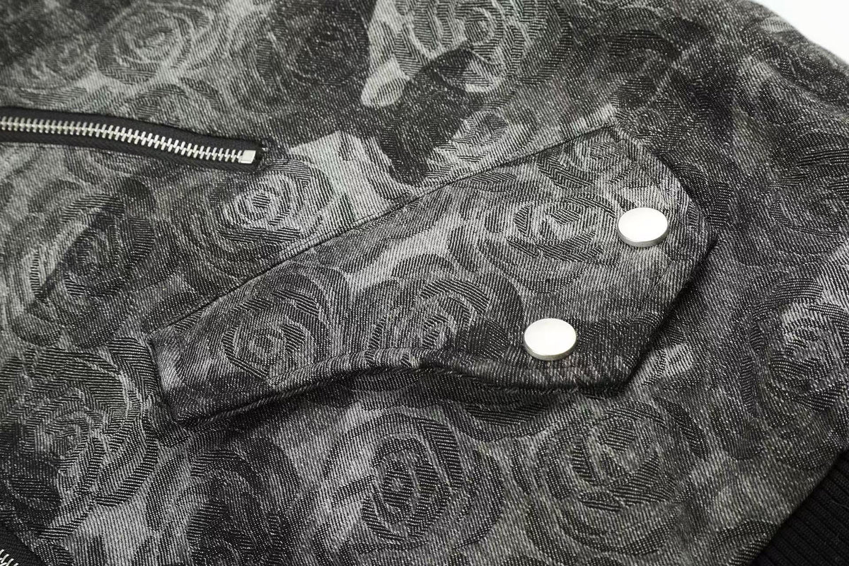 Vintage Rose Camo Faux Fur Hood Bomber Jacket - OMYGOODS