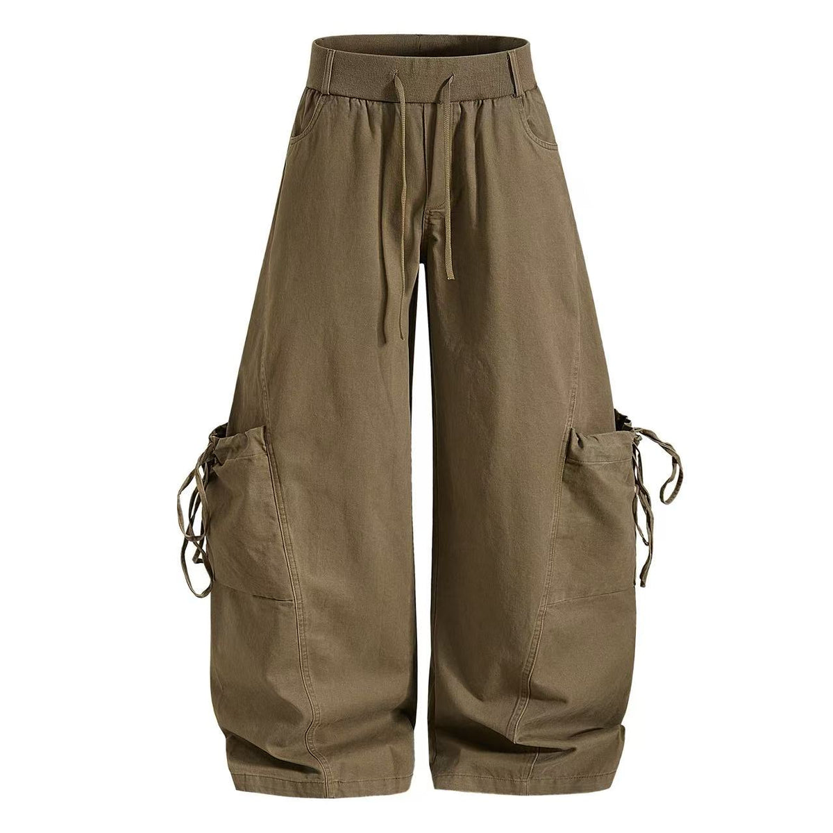 Vintage Baggy Wide Leg Lace-up Pocket Cargo Pants - OMYGOODS