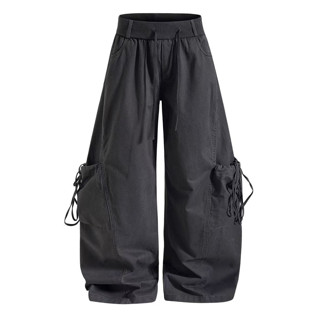 Vintage Baggy Wide Leg Lace-up Pocket Cargo Pants - OMYGOODS