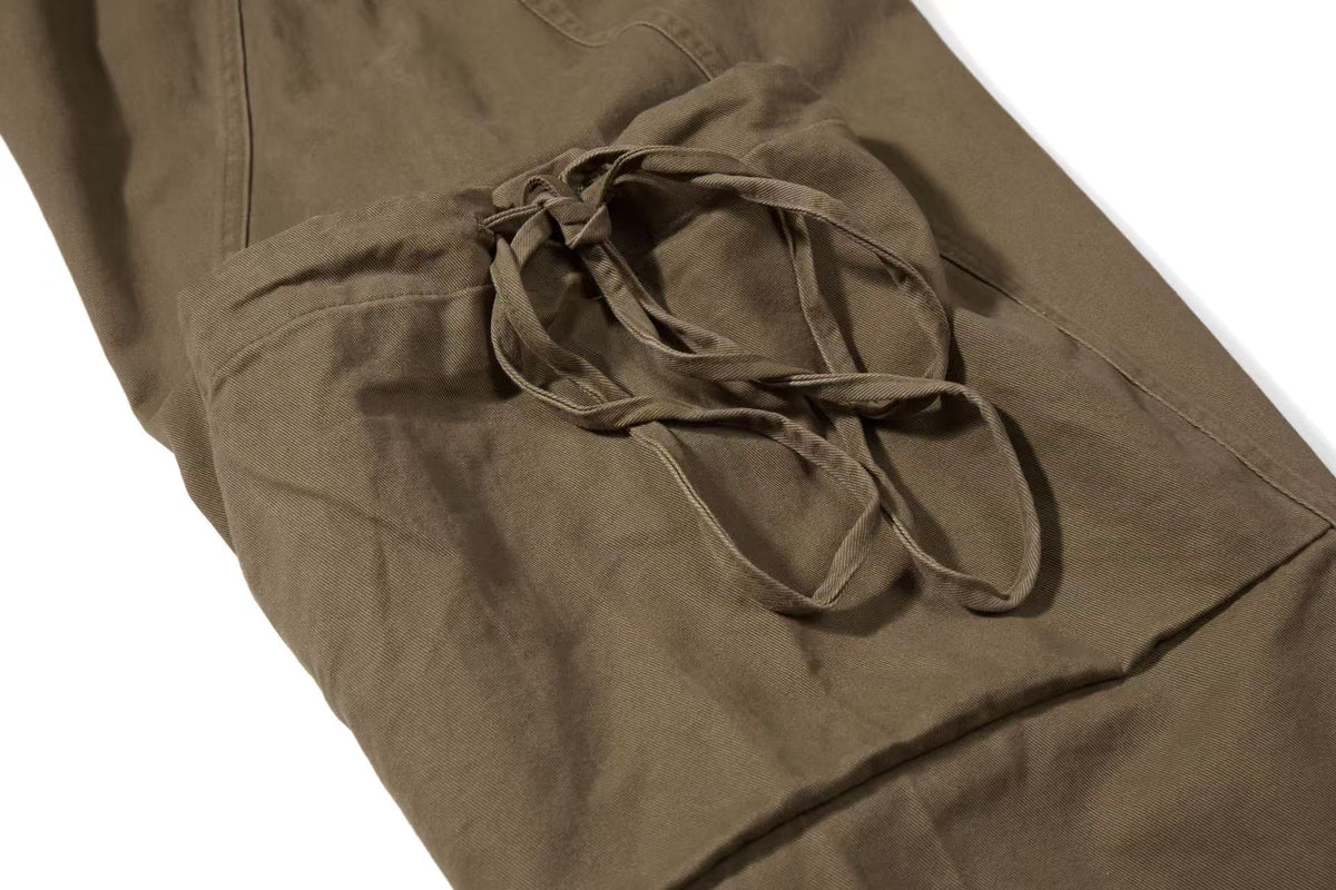 Vintage Baggy Wide Leg Lace-up Pocket Cargo Pants - OMYGOODS