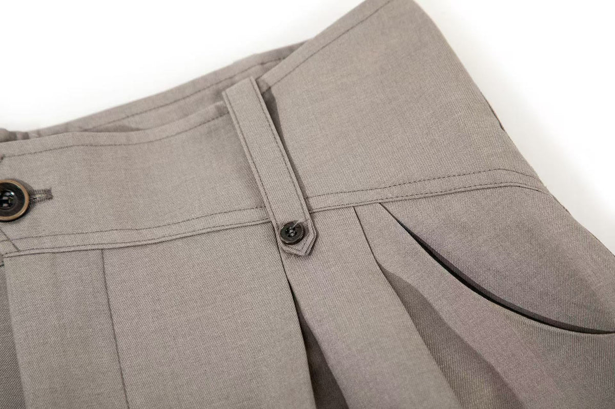 High Waist Pleated Wide-Leg Suit Pants - OMYGOODS