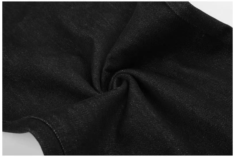Vintage Star & Script Letter Print Black Baggy Wide Leg Jeans - OMYGOODS