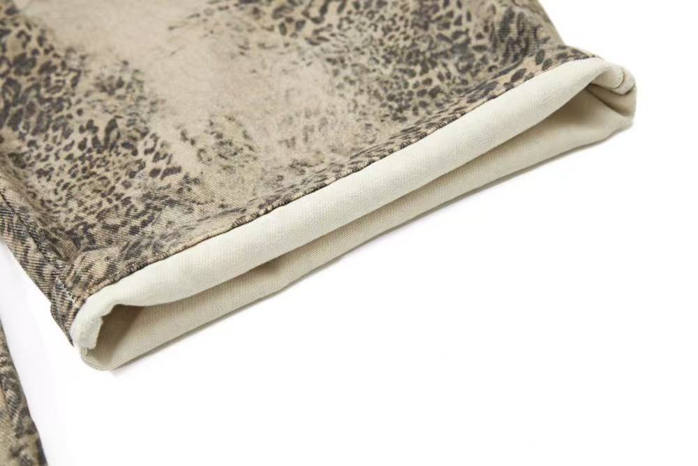 Vintage Leopard Print Baggy Wide Leg Jeans - OMYGOODS