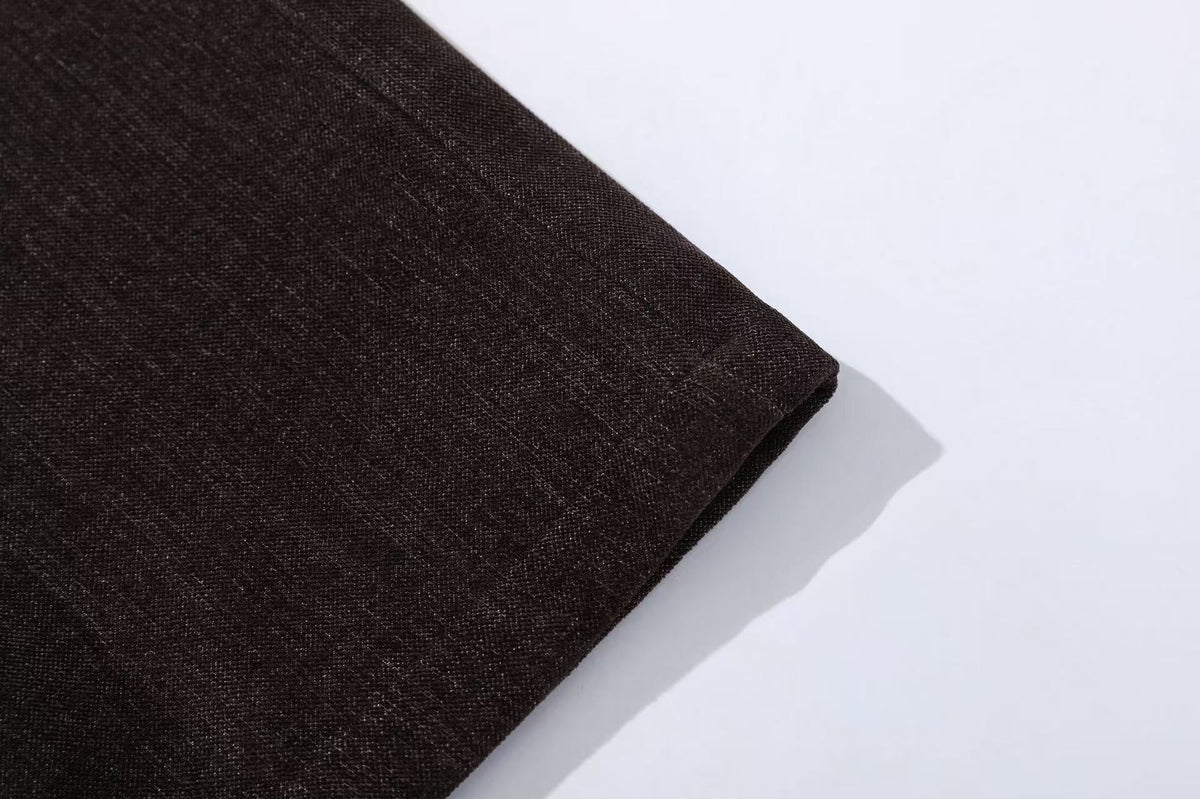 High Waist Button Front Pleated Wide Leg Wool Blend Suit Pants - OMYGOODS