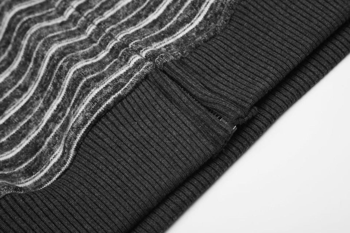 Striped Star Embroidery Zip-Up Hoodie - OMYGOODS