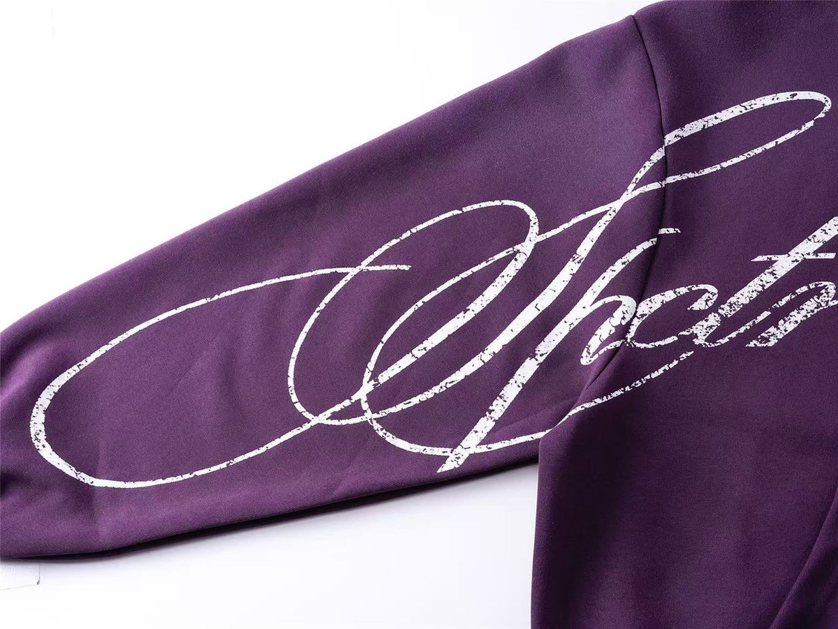 Streetwear Cursive Script Graffiti Full Zip Hoodie - OMYGOODS