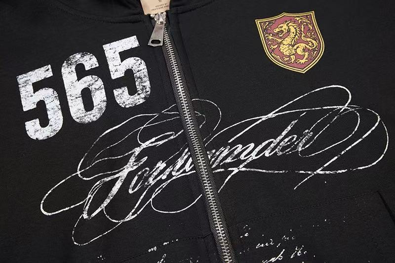 Vintage 565 Shield Graphic Zip-Up Hoodie - OMYGOODS