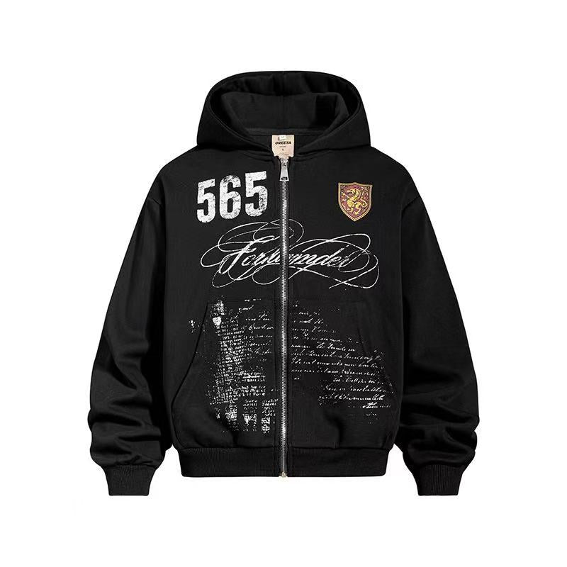 Vintage 565 Shield Graphic Zip-Up Hoodie - OMYGOODS