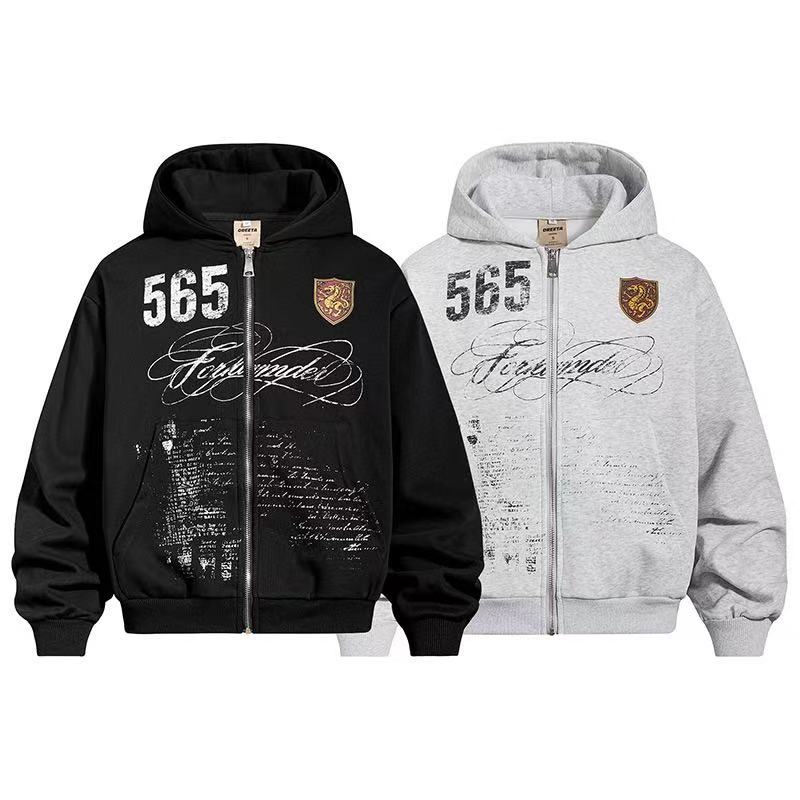 Vintage 565 Shield Graphic Zip-Up Hoodie - OMYGOODS