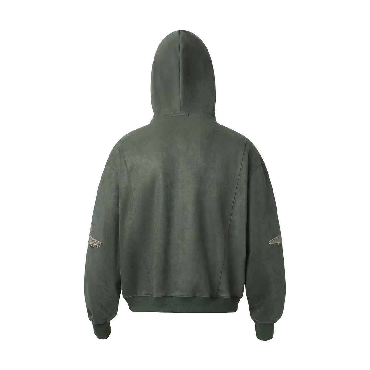 Vintage Suede Letter Embroidery Zip-Up Hoodie - OMYGOODS