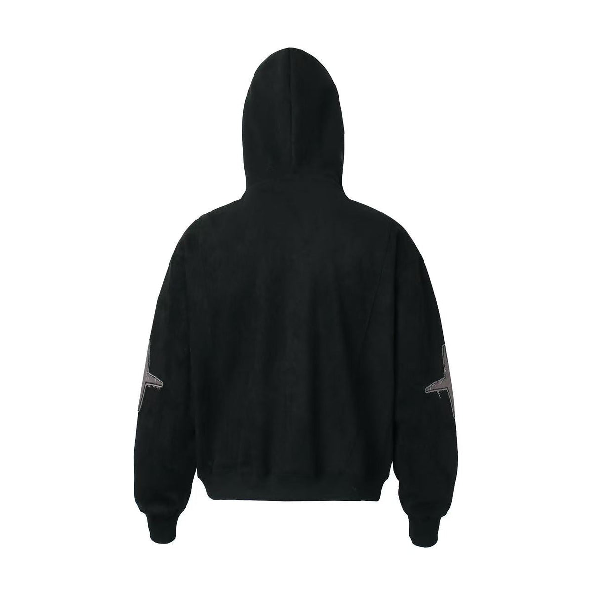 Vintage Suede Letter Embroidery Zip-Up Hoodie - OMYGOODS