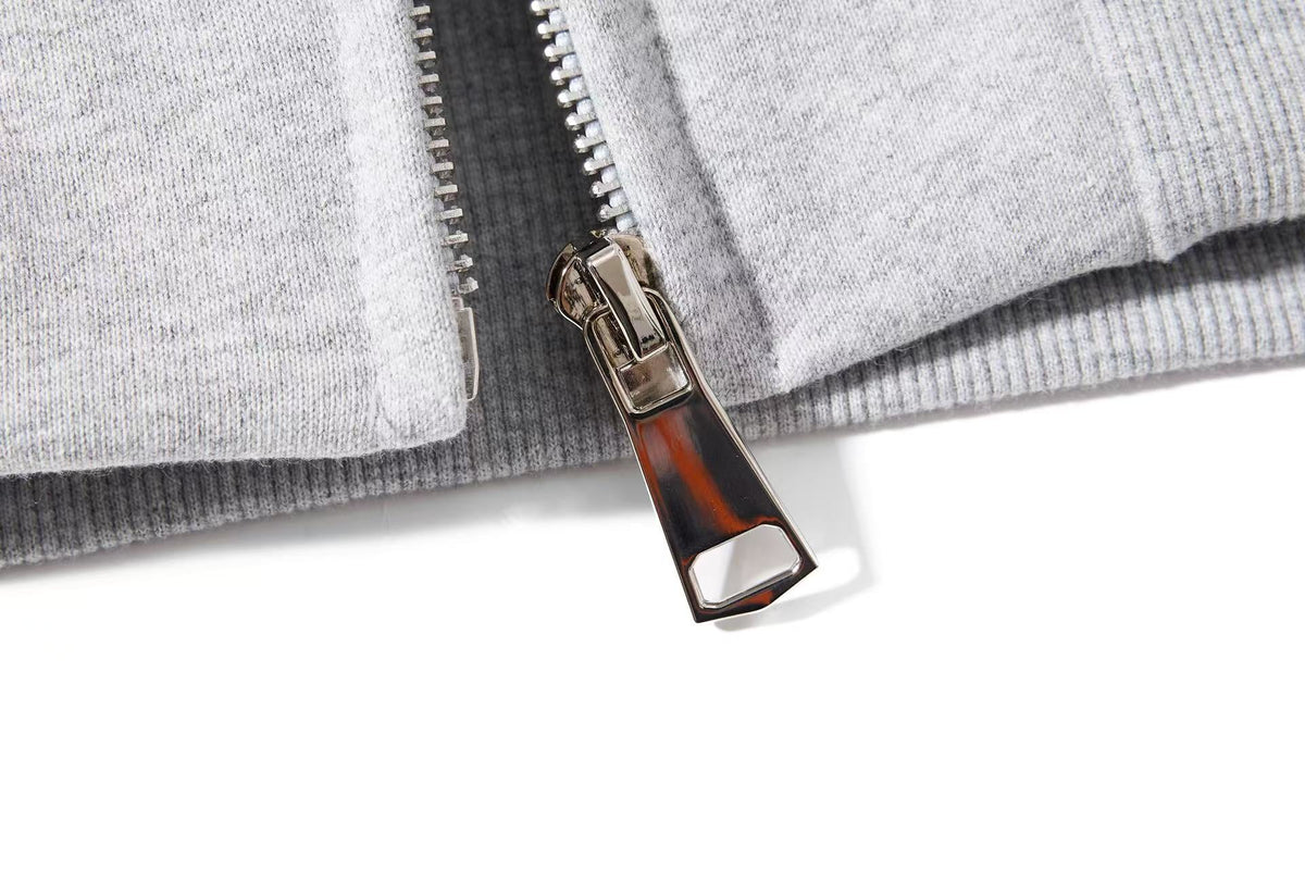 Cropped Cursive Script Print Zip-Up Hooded Jacket - OMYGOODS