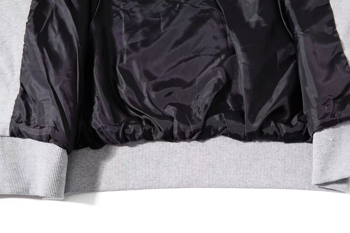 Cropped Cursive Script Print Zip-Up Hooded Jacket - OMYGOODS