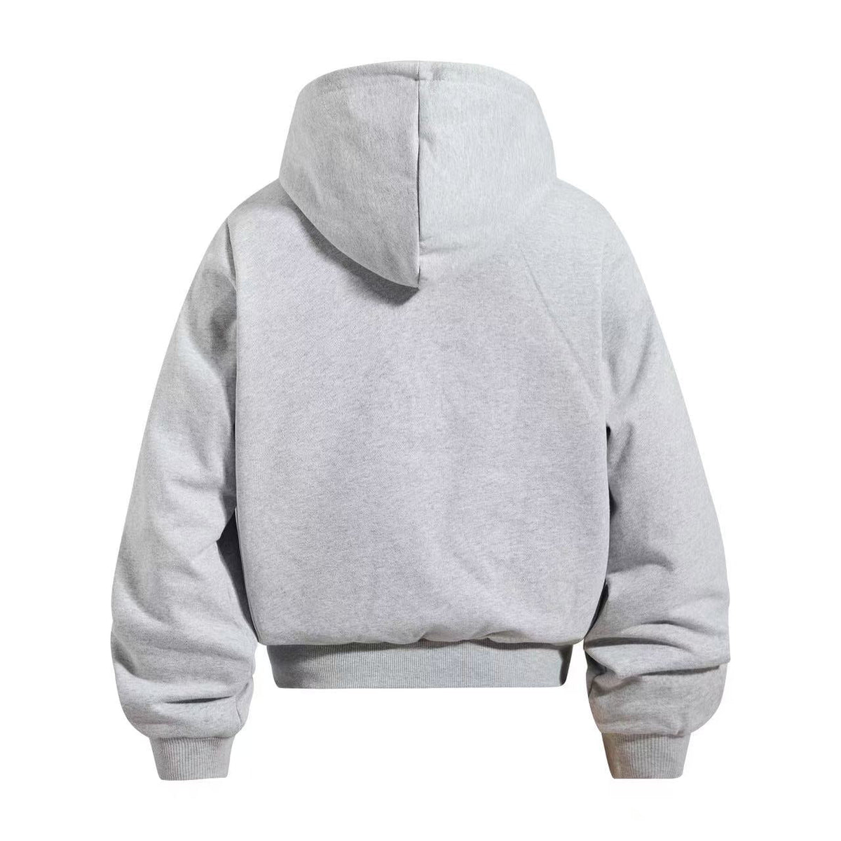 Cropped Cursive Script Print Zip-Up Hooded Jacket - OMYGOODS