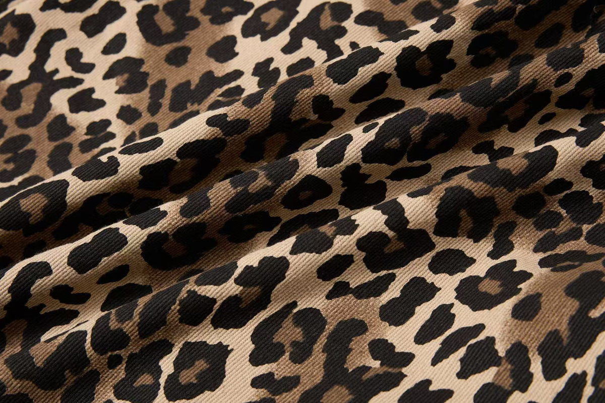 Cropped Leopard Print Side Stripe Script Embroidery Track Jacket - OMYGOODS