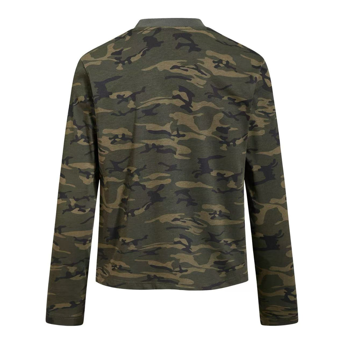 Cropped Mock Neck Cursive Script Print Long Sleeve - OMYGOODS