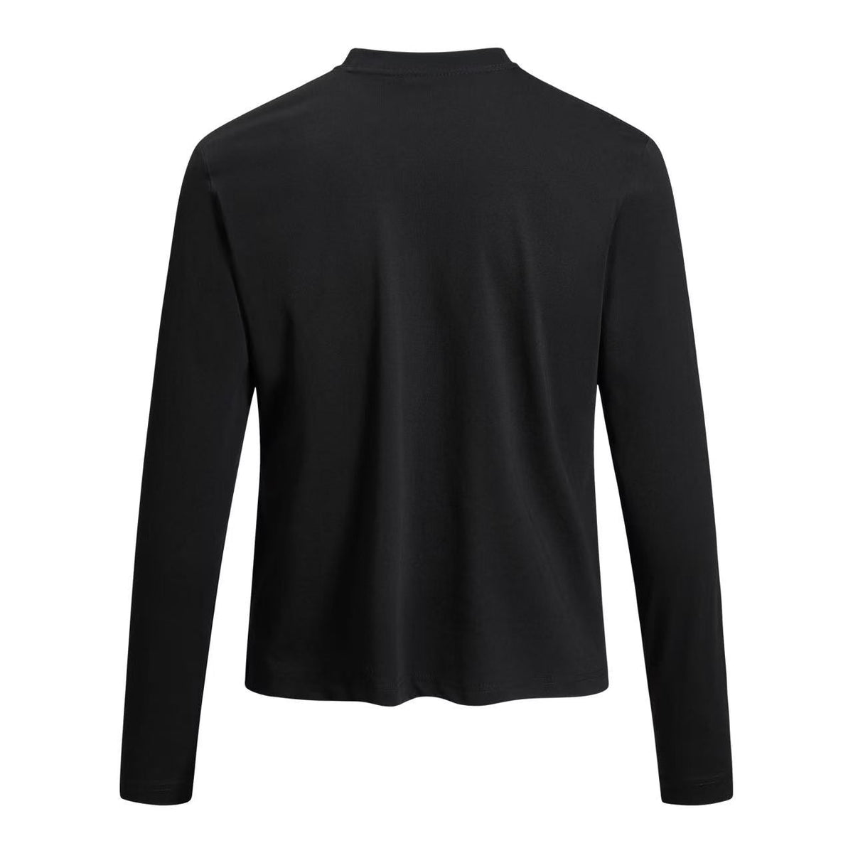 Cropped Mock Neck Cursive Script Print Long Sleeve - OMYGOODS