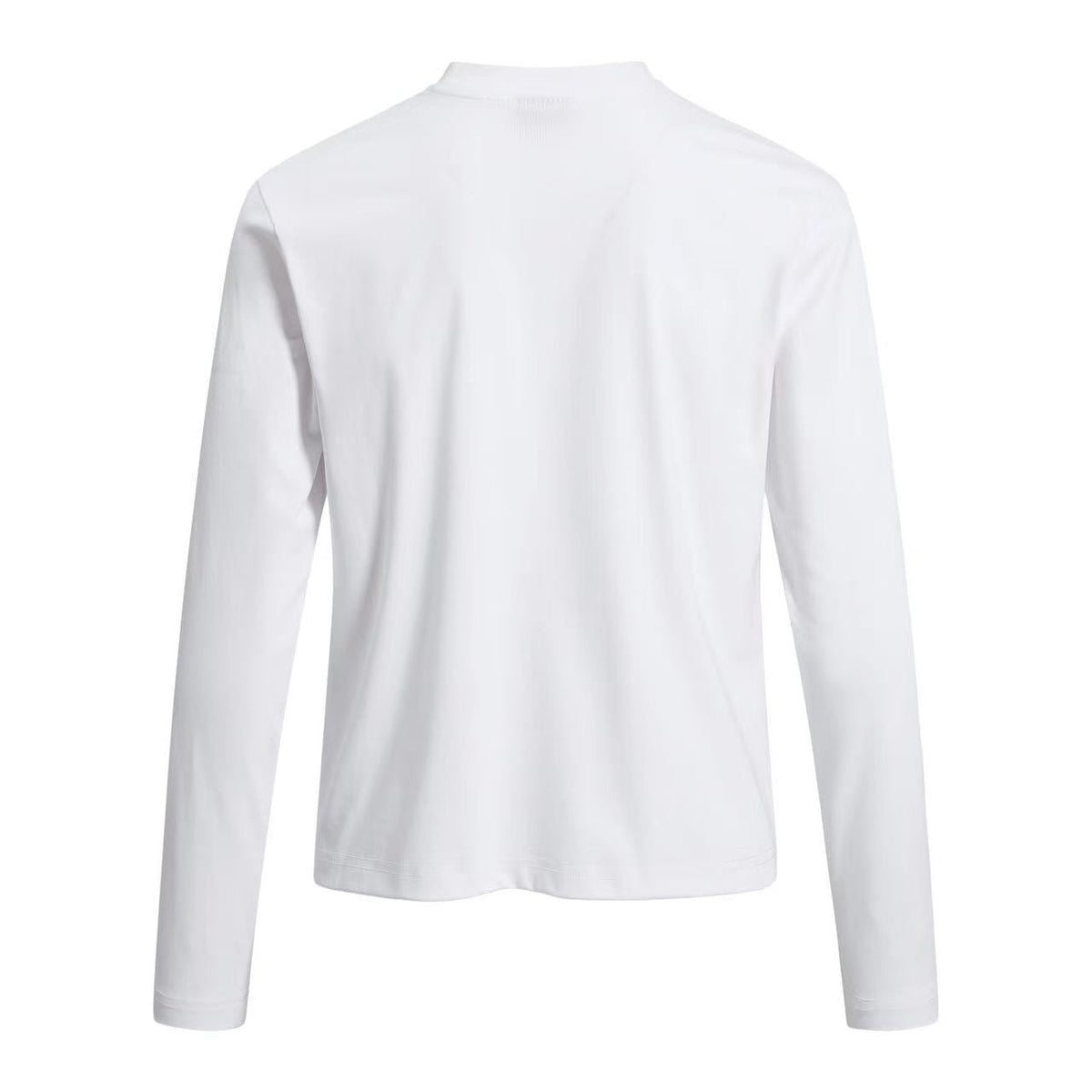 Cropped Mock Neck Cursive Script Print Long Sleeve - OMYGOODS