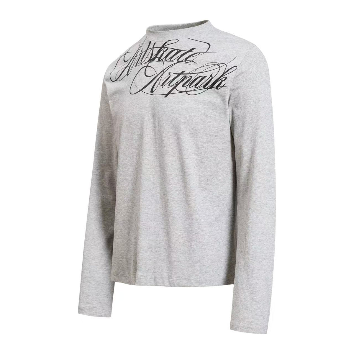 Cropped Mock Neck Cursive Script Print Long Sleeve - OMYGOODS