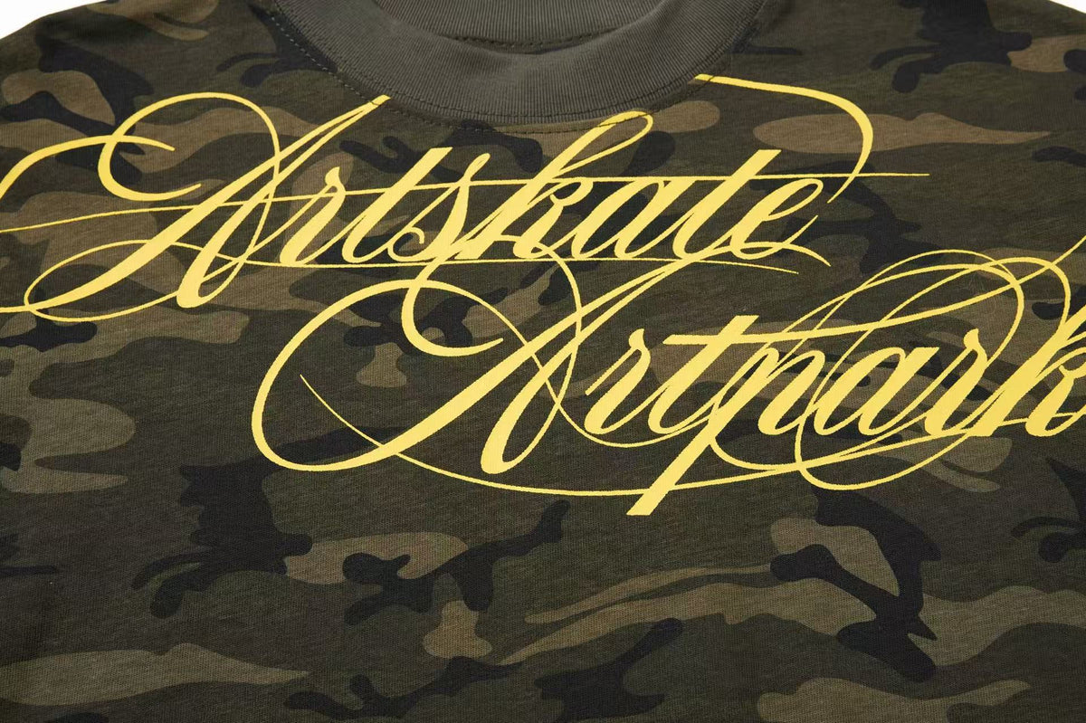 Cropped Mock Neck Cursive Script Print Long Sleeve - OMYGOODS