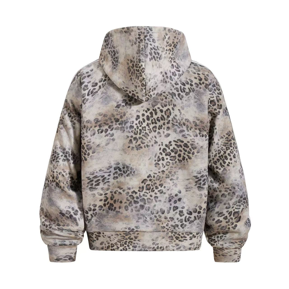 Cropped Vintage Leopard Tiger Embroidery Striped Sleeve Hooded Jacket - OMYGOODS