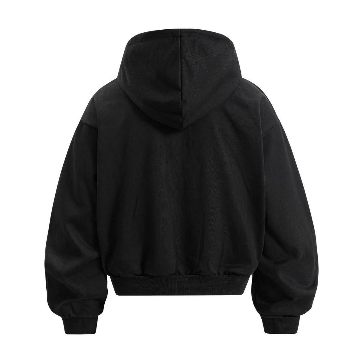 Cropped Distressed Cross Lion Print Zip Up Hooded Jacket - OMYGOODS