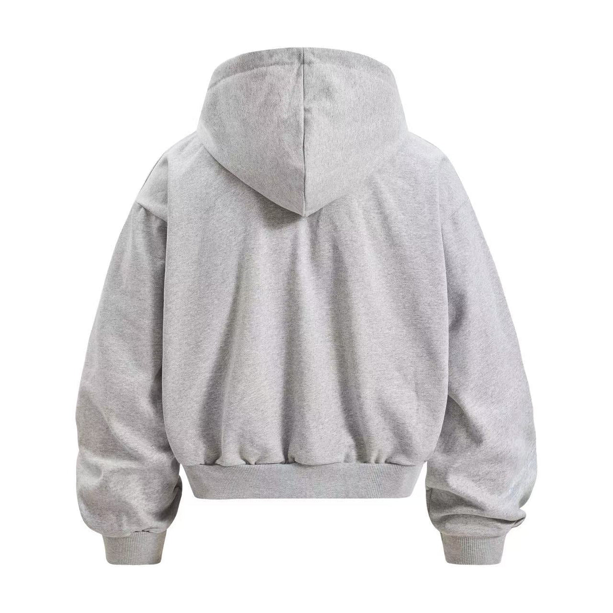 Cropped Distressed Cross Lion Print Zip Up Hooded Jacket - OMYGOODS