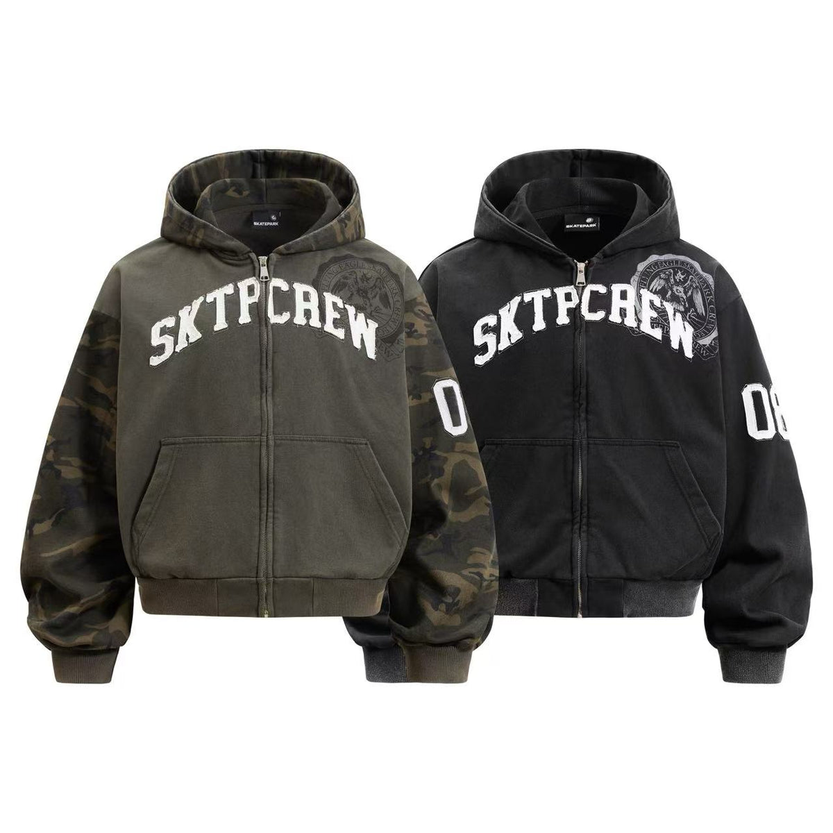 Cropped Chenille Letter Zip Up Hooded Jacket - OMYGOODS