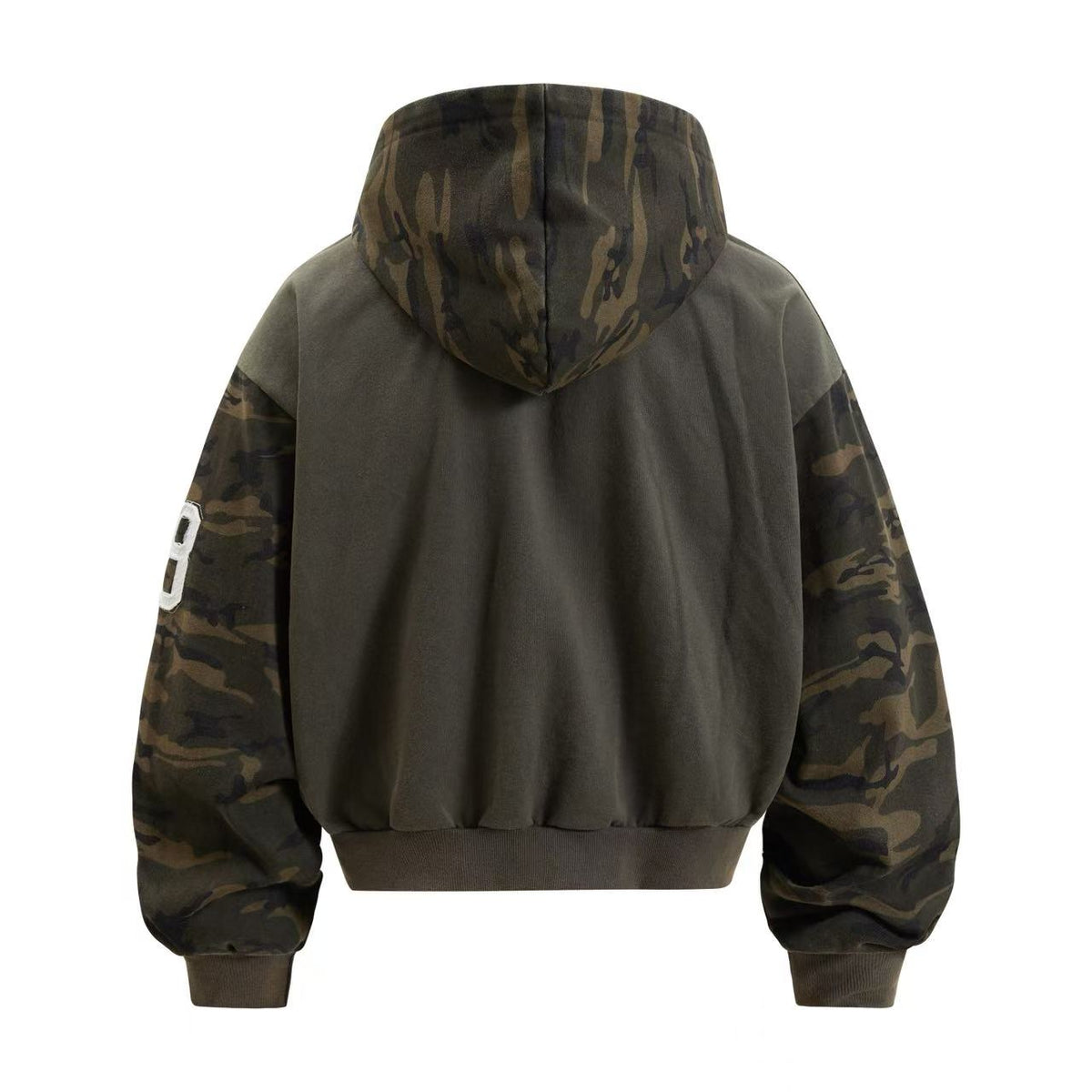Cropped Chenille Letter Zip Up Hooded Jacket - OMYGOODS