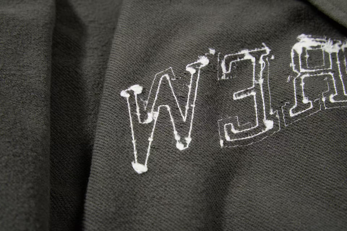 Cropped Chenille Letter Zip Up Hooded Jacket - OMYGOODS