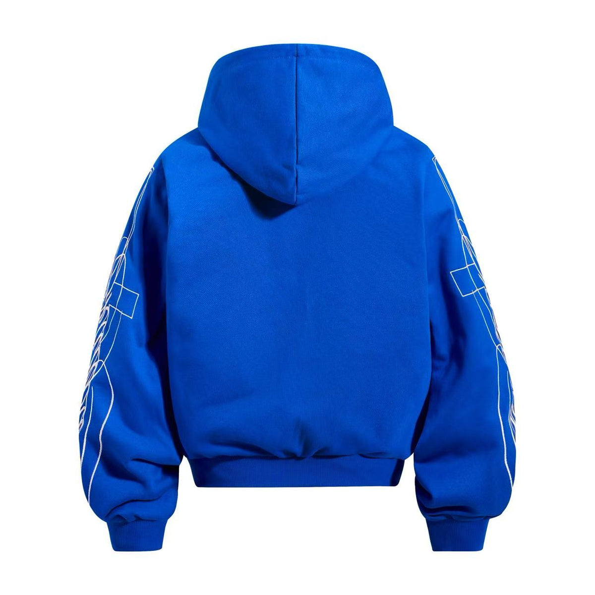 Cropped Skeleton Horseman Graphic Flame Print Sleeve Hooded Jacket - OMYGOODS
