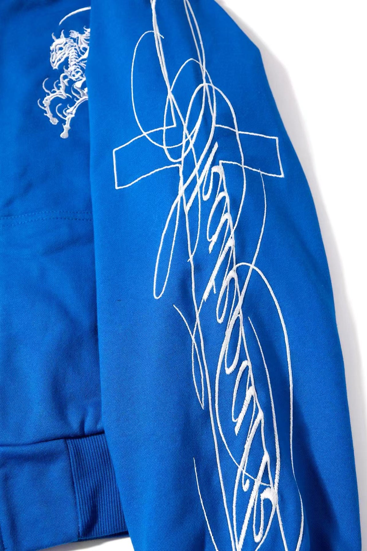 Cropped Skeleton Horseman Graphic Flame Print Sleeve Hooded Jacket - OMYGOODS