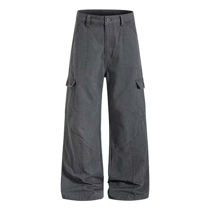 Vintage Washed Wide Leg Cargo Pants - OMYGOODS