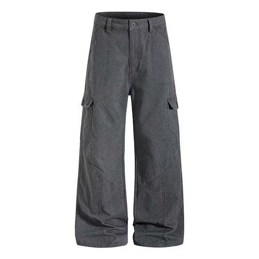 Vintage Washed Wide Leg Cargo Pants - OMYGOODS