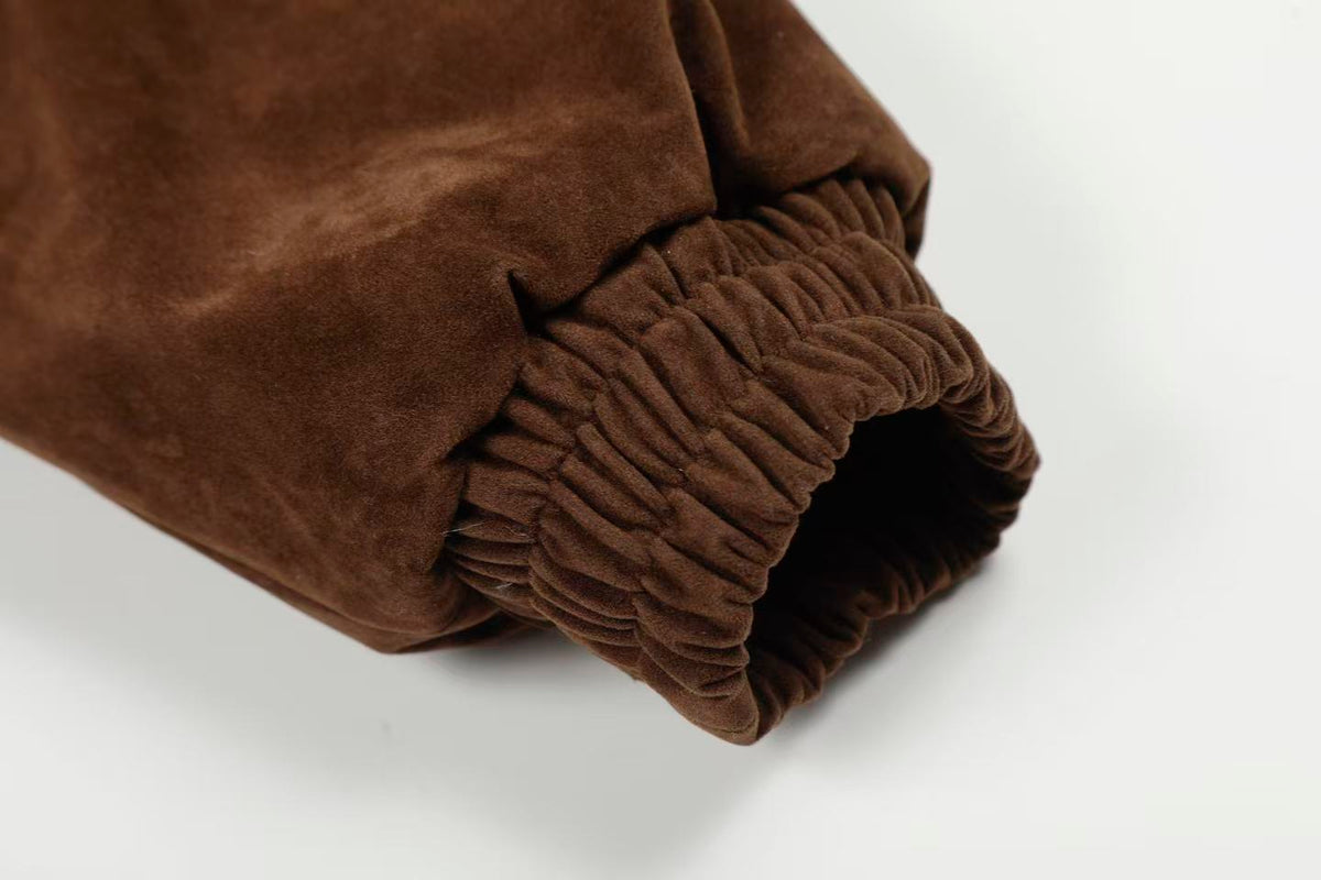 Vintage Metal Toggle Buckle Suede Fleece Lined Hooded Jacket - OMYGOODS