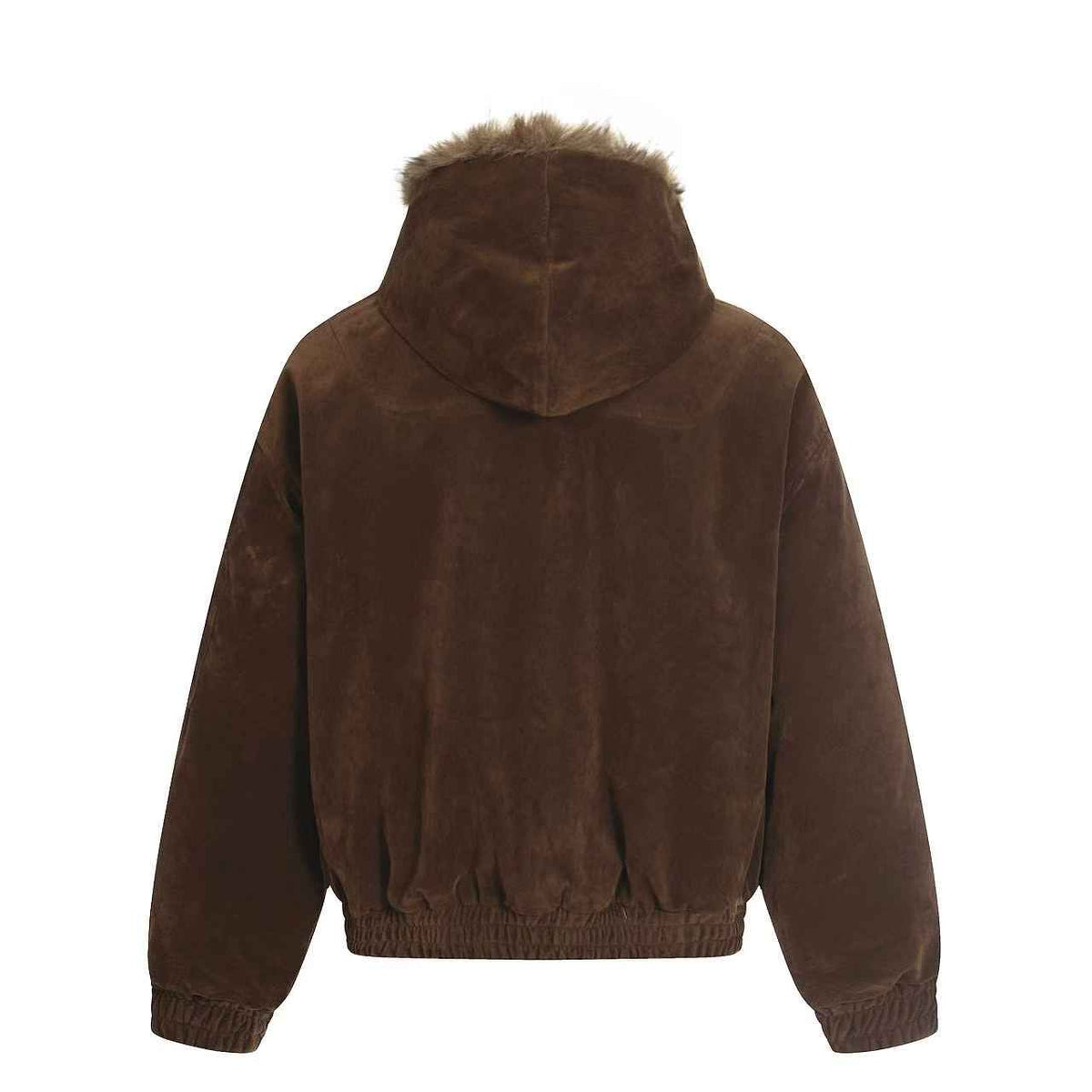 Vintage Metal Toggle Buckle Suede Fleece Lined Hooded Jacket