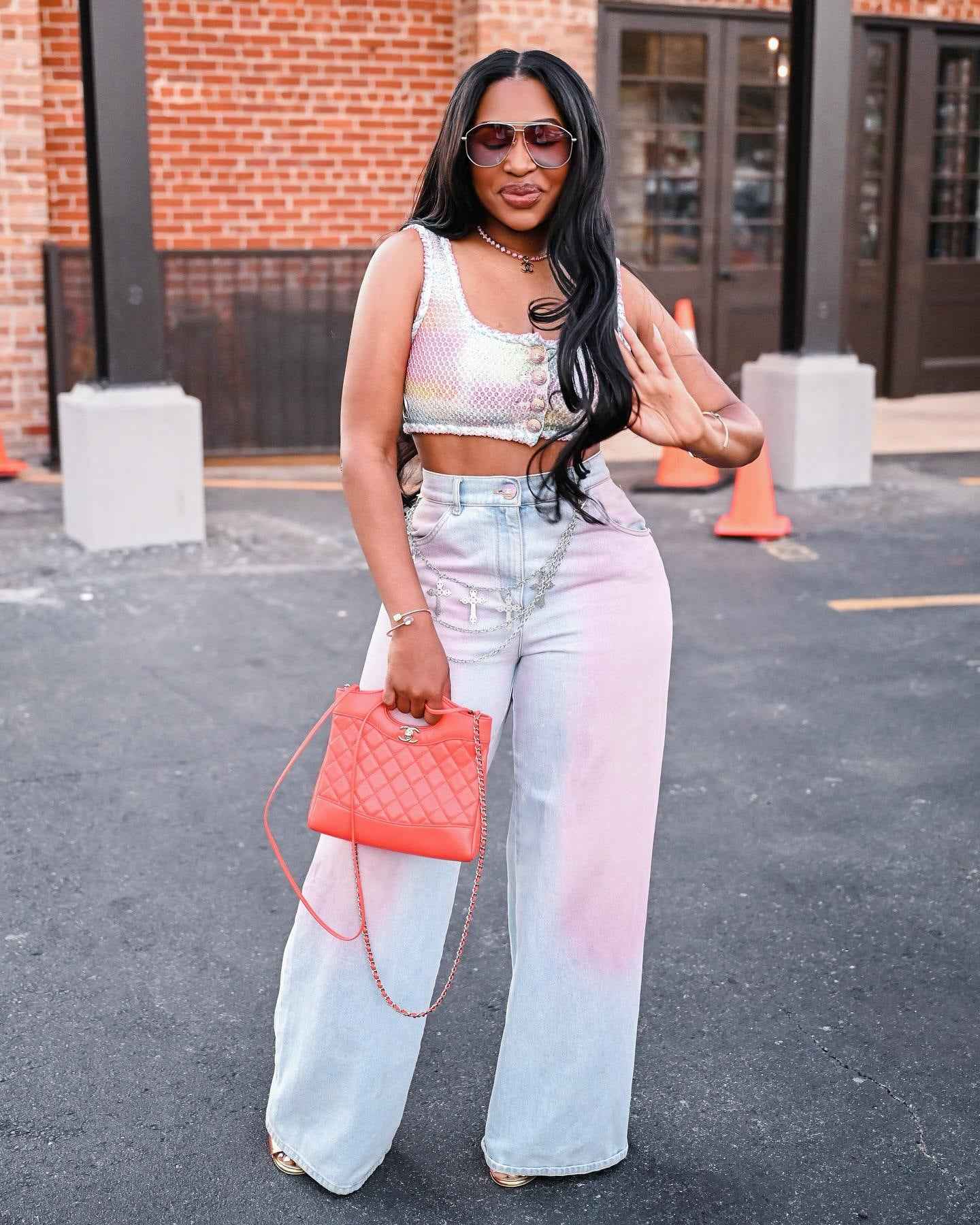 Fashion Gradient Blush Denim Pants